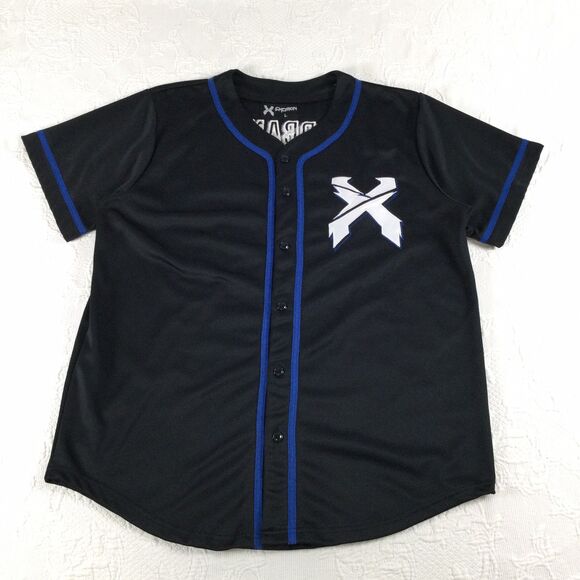 Excision X Headbanger DJ EDM Rave Blue Black Baseball Jersey Mens Large Party - Picture 3 of 8